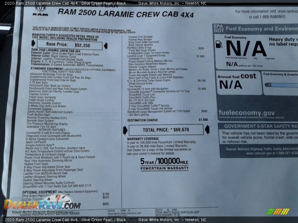2020 Ram 2500 Laramie Crew Cab 4x4 Olive Green Pearl / Black Photo #35