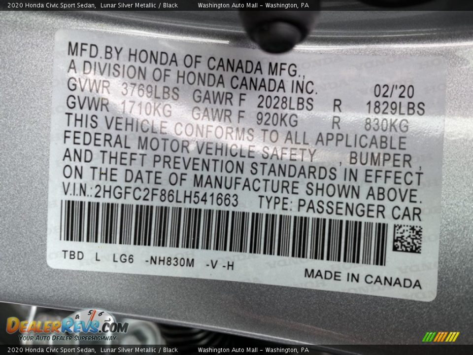 2020 Honda Civic Sport Sedan Lunar Silver Metallic / Black Photo #9