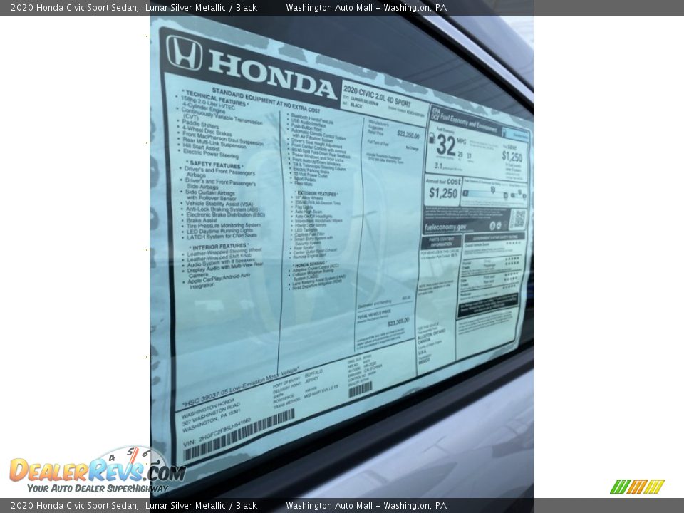 2020 Honda Civic Sport Sedan Lunar Silver Metallic / Black Photo #15