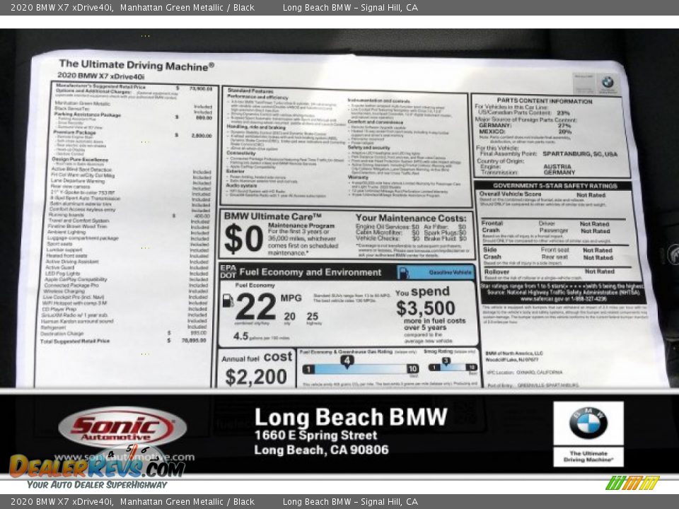 2020 BMW X7 xDrive40i Manhattan Green Metallic / Black Photo #10