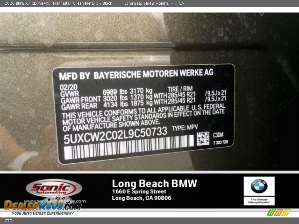 BMW Color Code C3D Manhattan Green Metallic