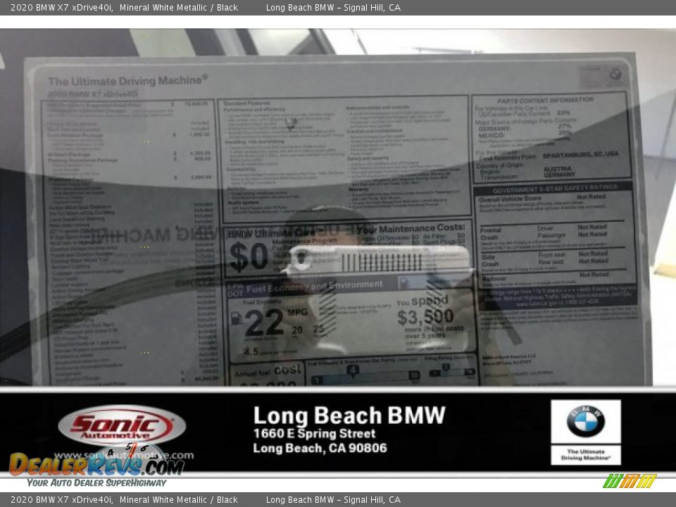 2020 BMW X7 xDrive40i Mineral White Metallic / Black Photo #10