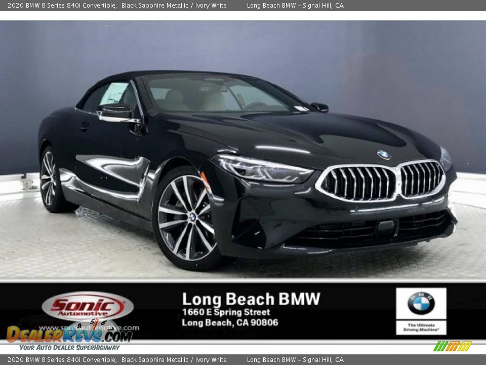 2020 BMW 8 Series 840i Convertible Black Sapphire Metallic / Ivory White Photo #1