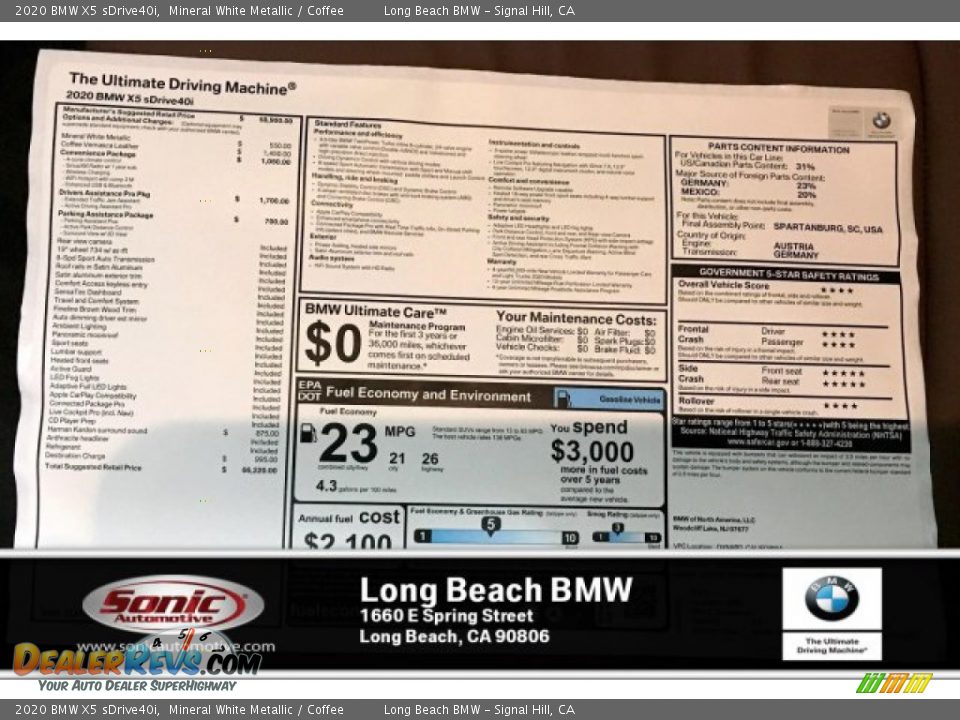 2020 BMW X5 sDrive40i Mineral White Metallic / Coffee Photo #10