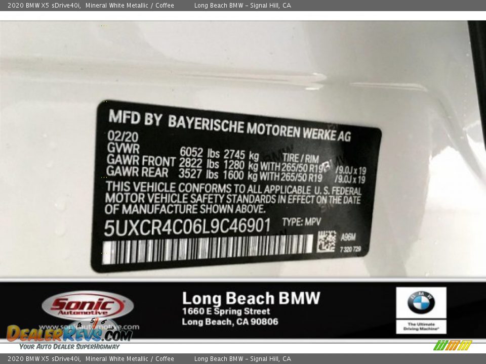 2020 BMW X5 sDrive40i Mineral White Metallic / Coffee Photo #11