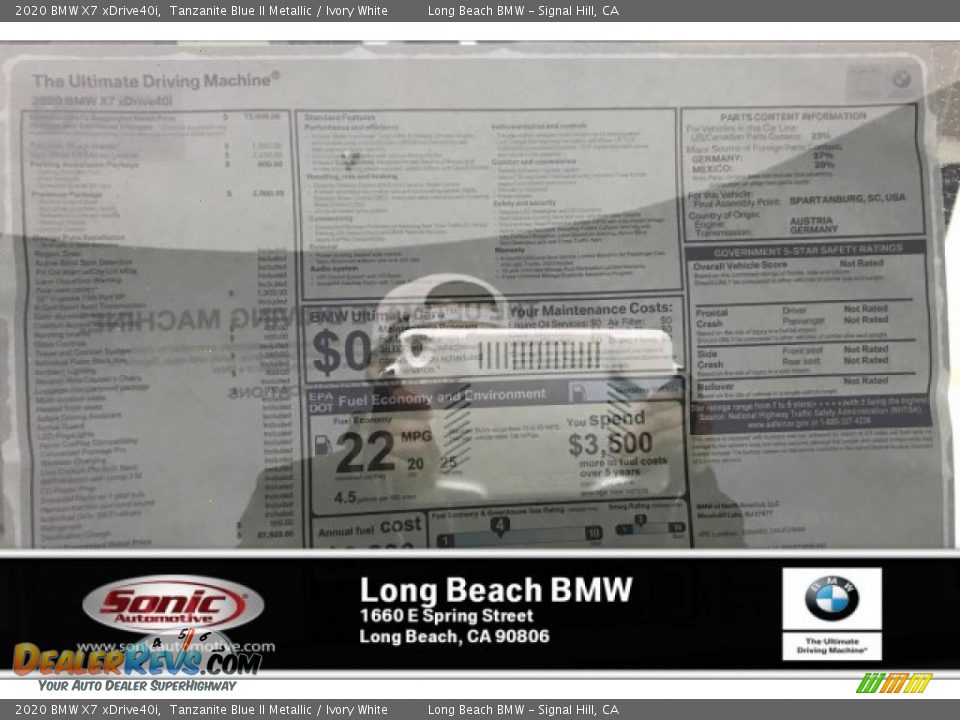 2020 BMW X7 xDrive40i Tanzanite Blue II Metallic / Ivory White Photo #10
