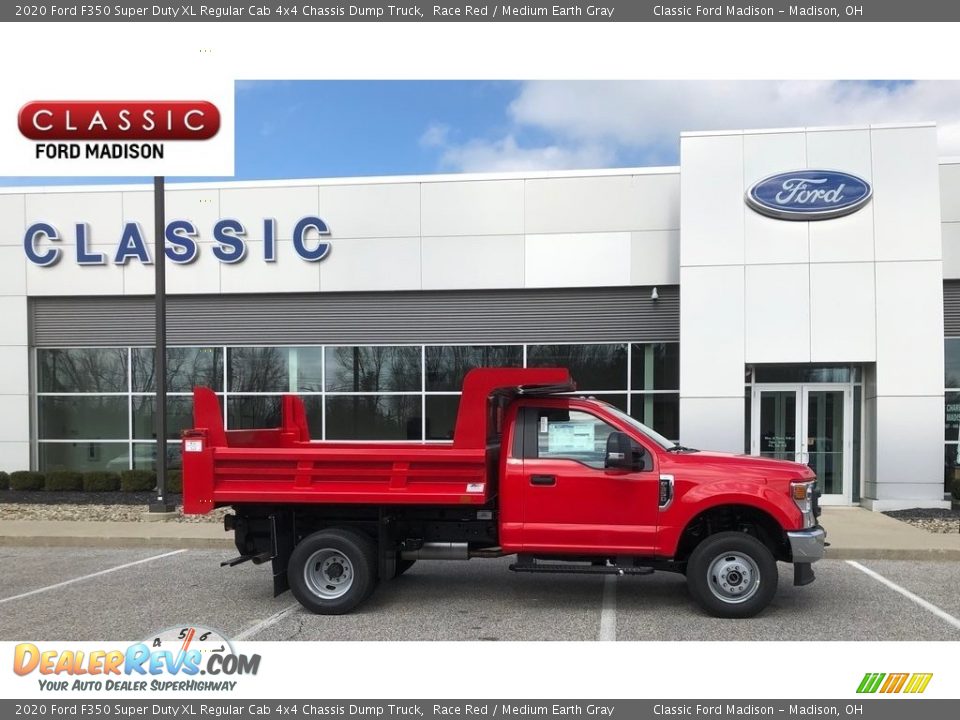 2020 Ford F350 Super Duty XL Regular Cab 4x4 Chassis Dump Truck Race Red / Medium Earth Gray Photo #1