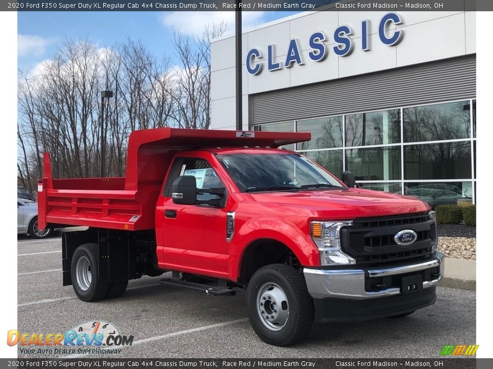 2020 Ford F350 Super Duty XL Regular Cab 4x4 Chassis Dump Truck Race Red / Medium Earth Gray Photo #2