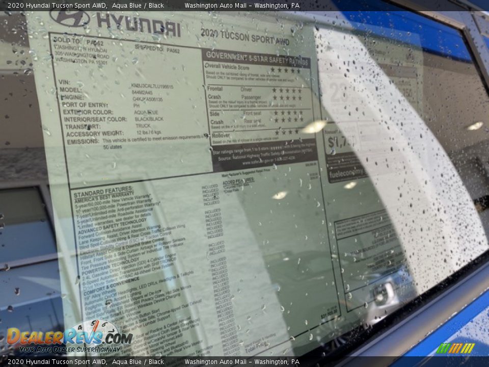 2020 Hyundai Tucson Sport AWD Aqua Blue / Black Photo #12