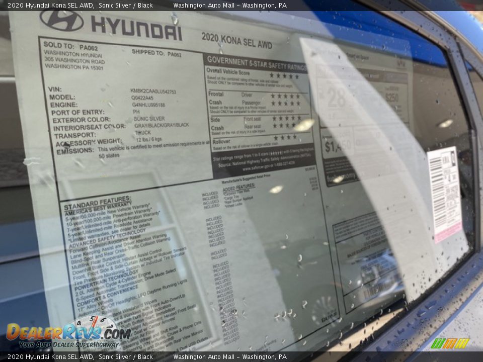 2020 Hyundai Kona SEL AWD Sonic Silver / Black Photo #12