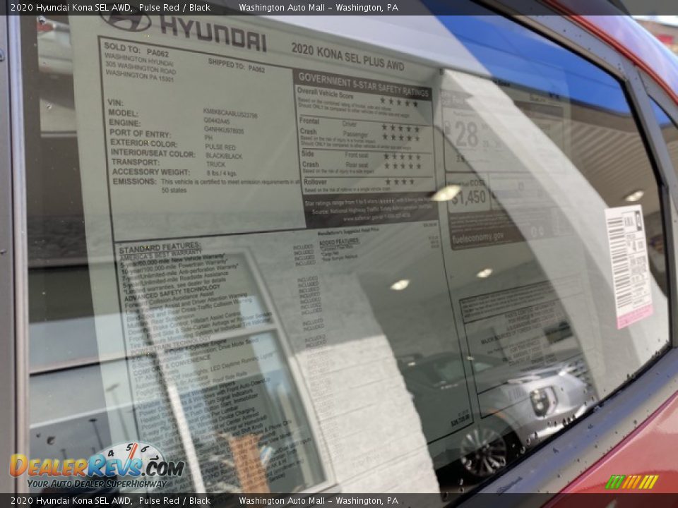 2020 Hyundai Kona SEL AWD Pulse Red / Black Photo #12