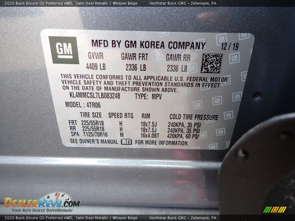 2020 Buick Encore GX Preferred AWD Satin Steel Metallic / Whisper Beige Photo #11