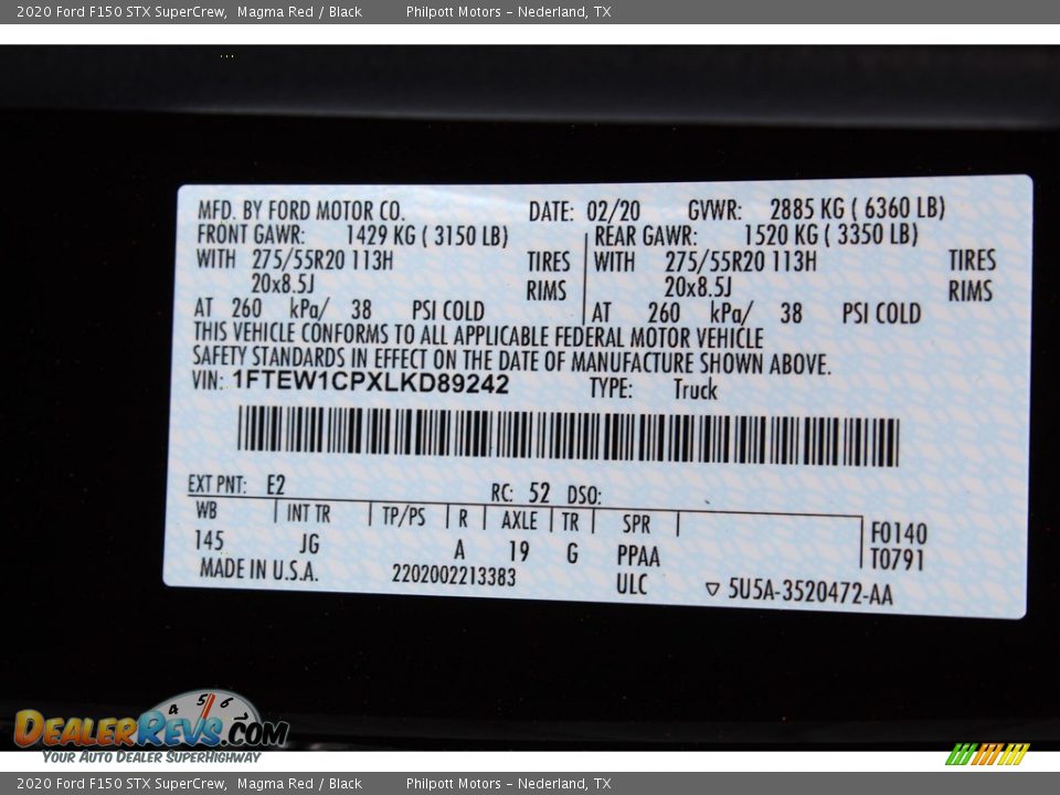 2020 Ford F150 STX SuperCrew Magma Red / Black Photo #22