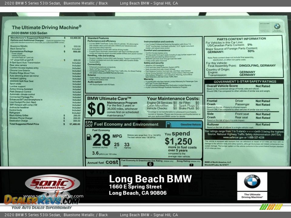 2020 BMW 5 Series 530i Sedan Bluestone Metallic / Black Photo #10