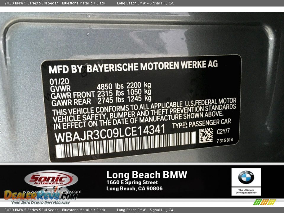 2020 BMW 5 Series 530i Sedan Bluestone Metallic / Black Photo #11