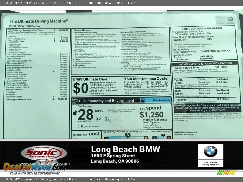 2020 BMW 5 Series 530i Sedan Jet Black / Black Photo #10