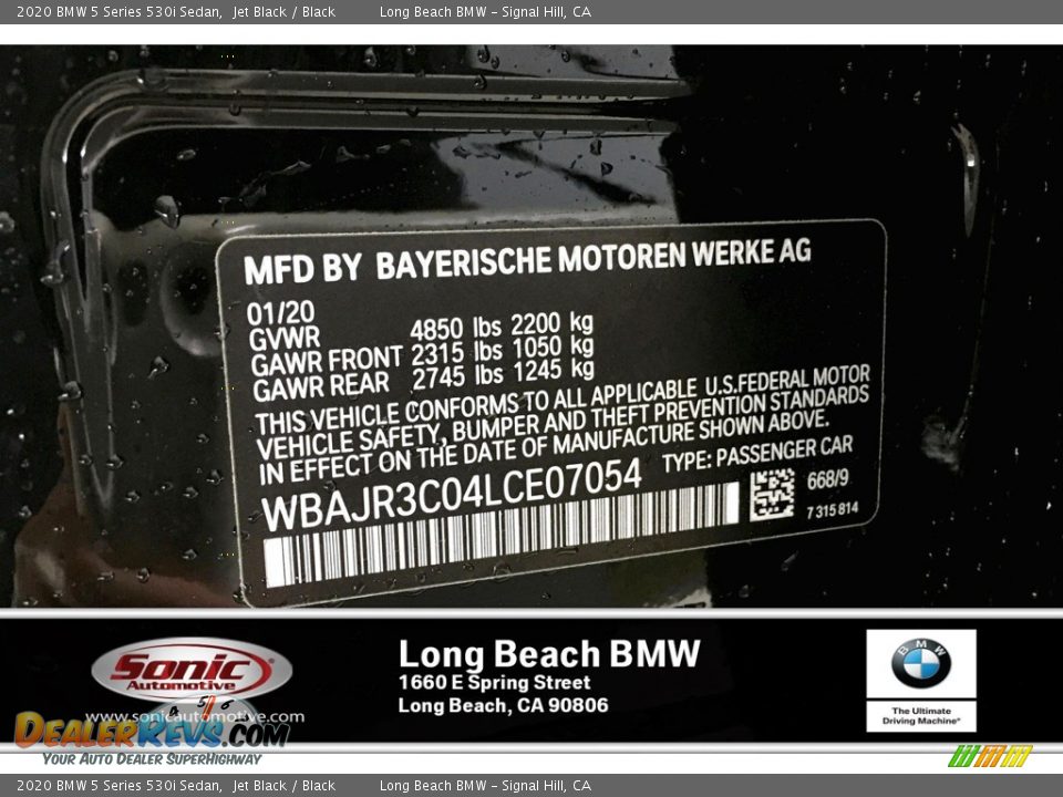 2020 BMW 5 Series 530i Sedan Jet Black / Black Photo #11