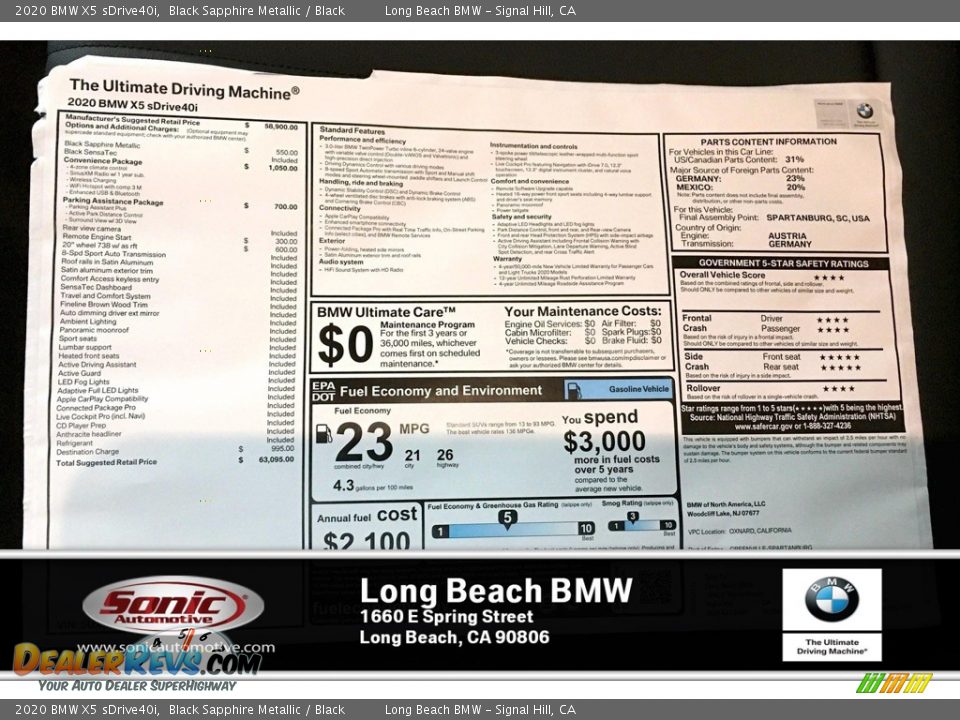 2020 BMW X5 sDrive40i Black Sapphire Metallic / Black Photo #10