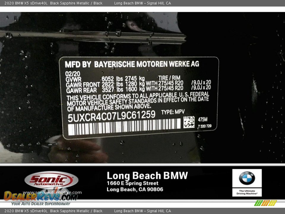 2020 BMW X5 sDrive40i Black Sapphire Metallic / Black Photo #11
