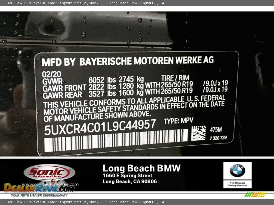 2020 BMW X5 sDrive40i Black Sapphire Metallic / Black Photo #11