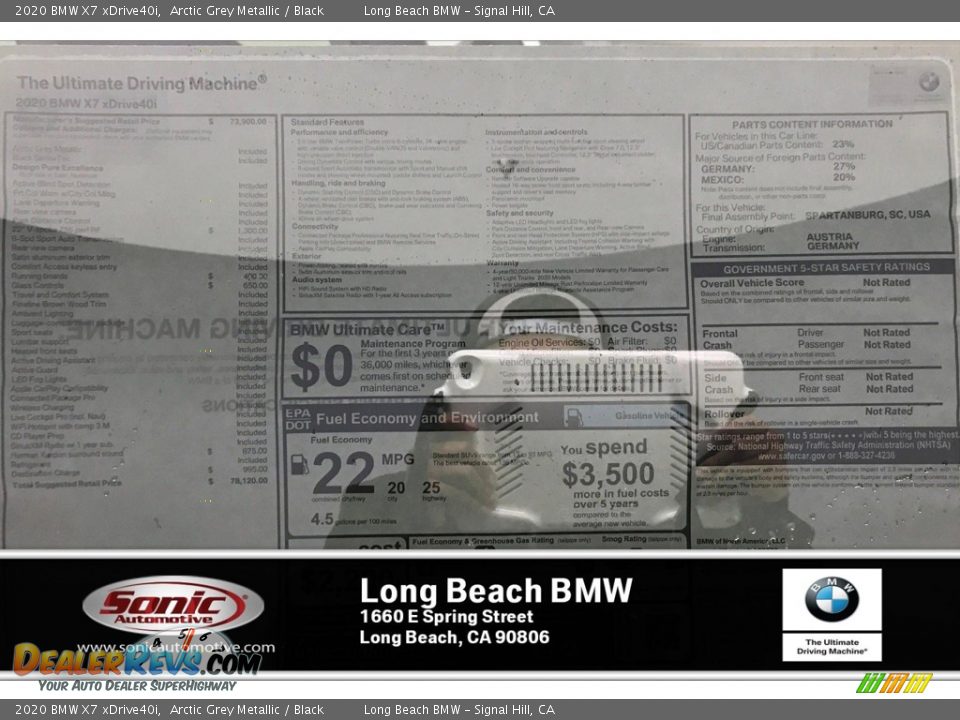 2020 BMW X7 xDrive40i Arctic Grey Metallic / Black Photo #10