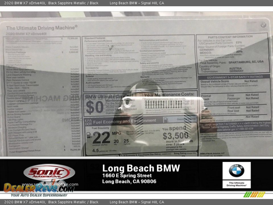 2020 BMW X7 xDrive40i Black Sapphire Metallic / Black Photo #10