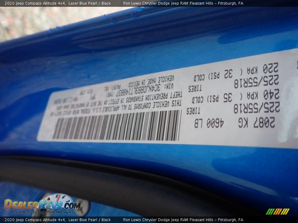 2020 Jeep Compass Altitude 4x4 Laser Blue Pearl / Black Photo #14