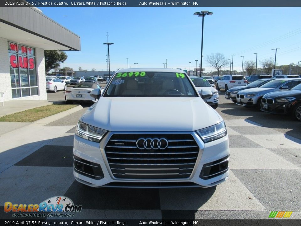 2019 Audi Q7 55 Prestige quattro Carrara White / Pistachio Beige Photo #2