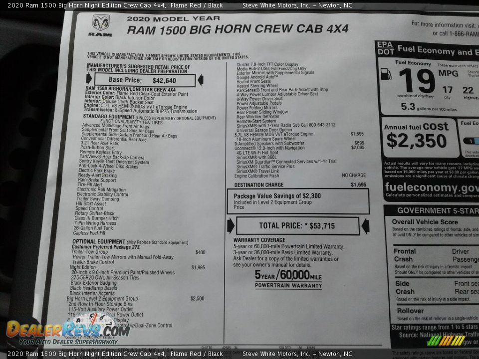 2020 Ram 1500 Big Horn Night Edition Crew Cab 4x4 Flame Red / Black Photo #33