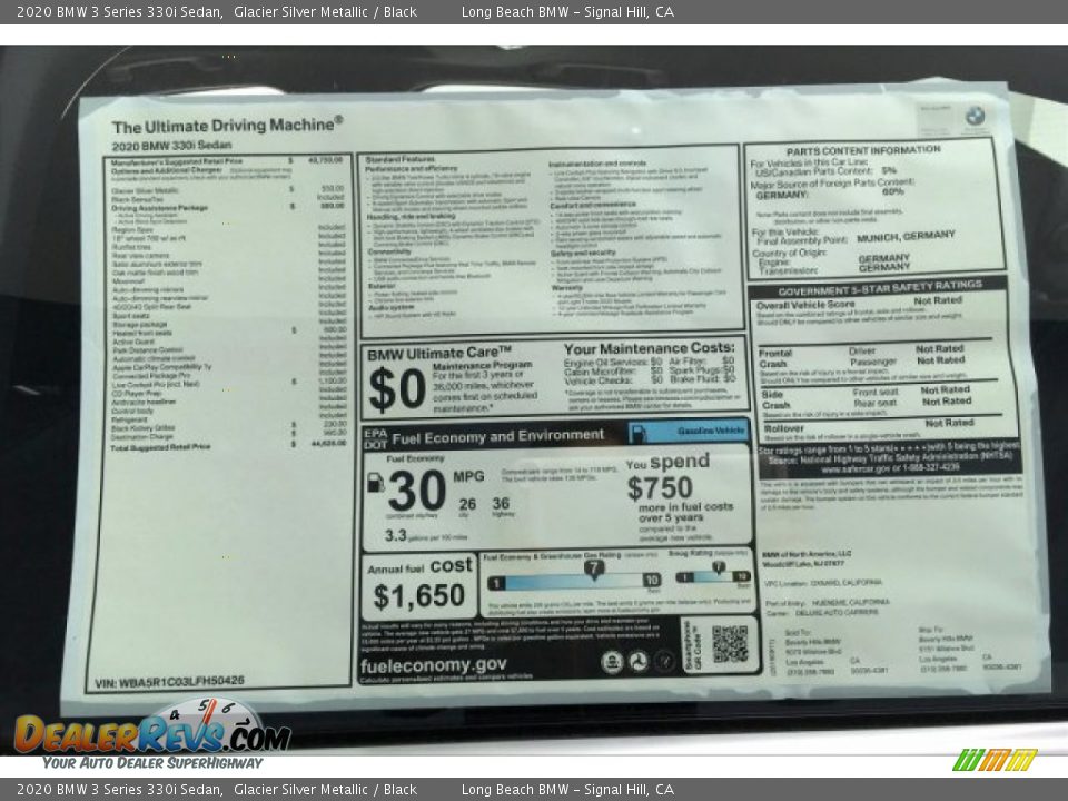 2020 BMW 3 Series 330i Sedan Glacier Silver Metallic / Black Photo #10