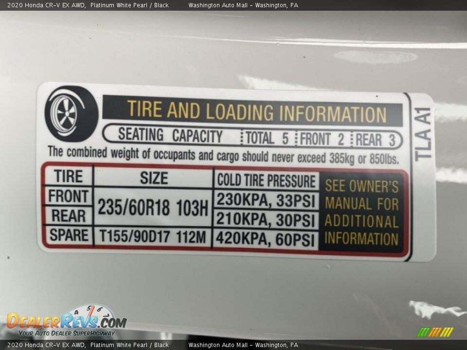 2020 Honda CR-V EX AWD Platinum White Pearl / Black Photo #8