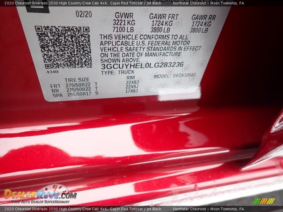 2020 Chevrolet Silverado 1500 High Country Crew Cab 4x4 Cajun Red Tintcoat / Jet Black Photo #17