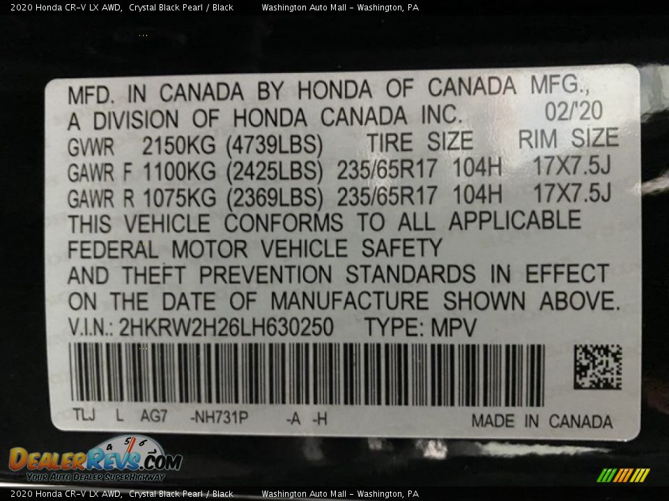 2020 Honda CR-V LX AWD Crystal Black Pearl / Black Photo #9