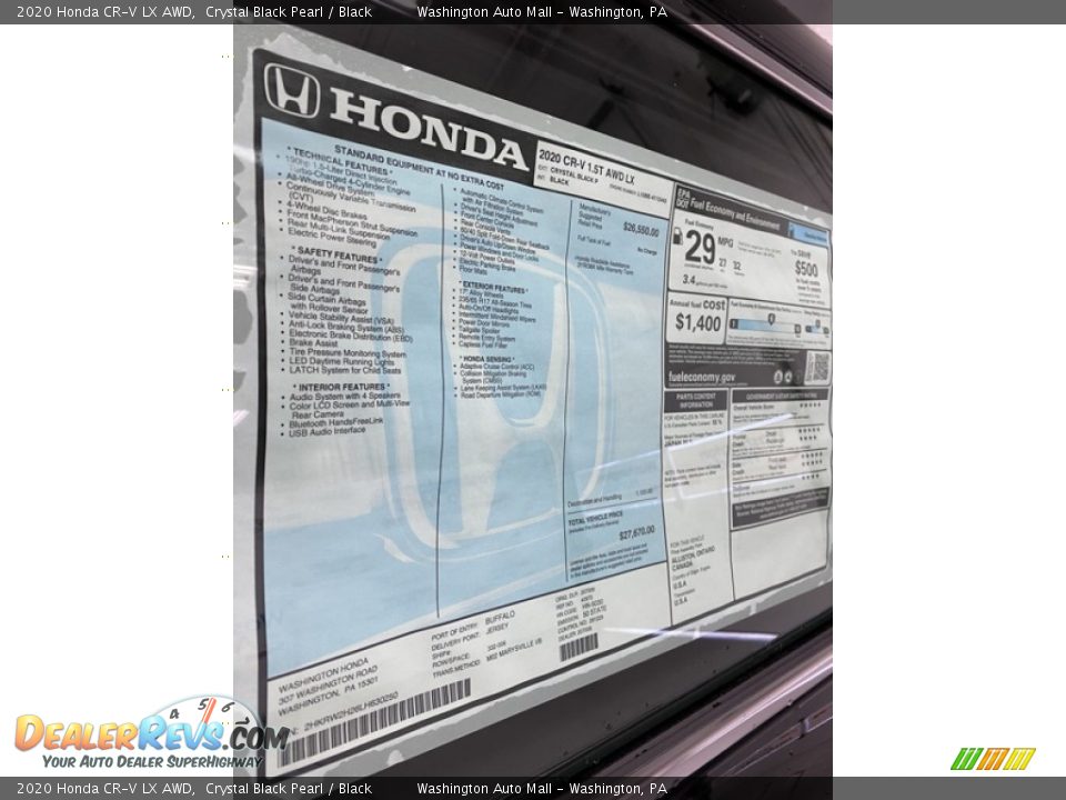2020 Honda CR-V LX AWD Crystal Black Pearl / Black Photo #15