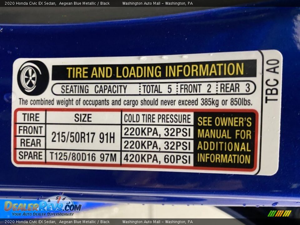 2020 Honda Civic EX Sedan Aegean Blue Metallic / Black Photo #8