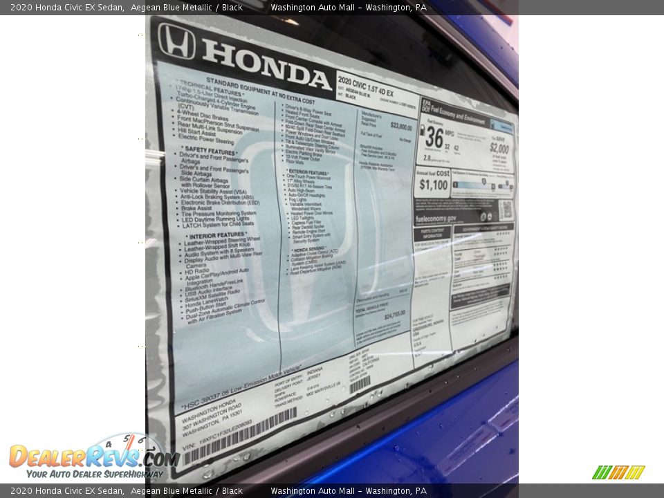 2020 Honda Civic EX Sedan Aegean Blue Metallic / Black Photo #15