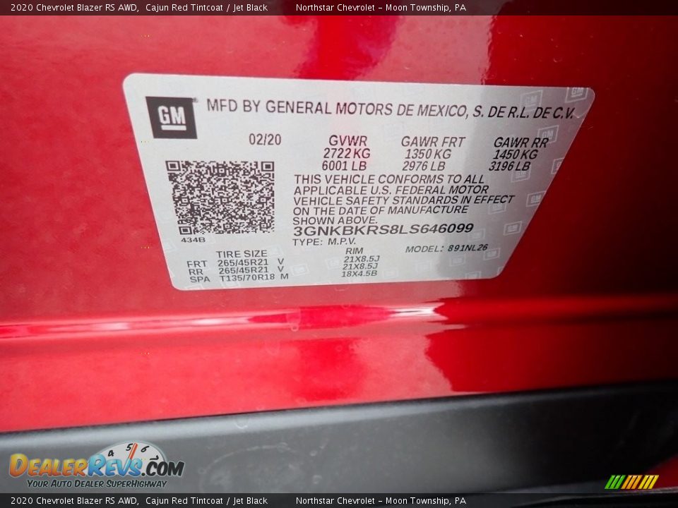 2020 Chevrolet Blazer RS AWD Cajun Red Tintcoat / Jet Black Photo #17