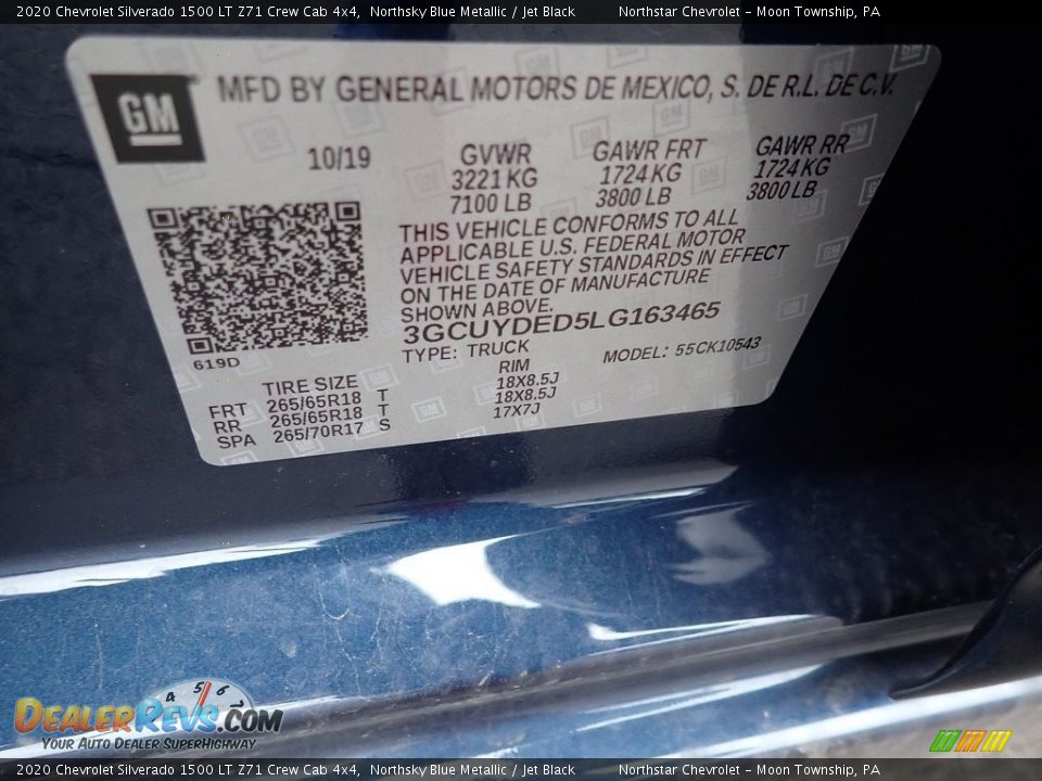 2020 Chevrolet Silverado 1500 LT Z71 Crew Cab 4x4 Northsky Blue Metallic / Jet Black Photo #14