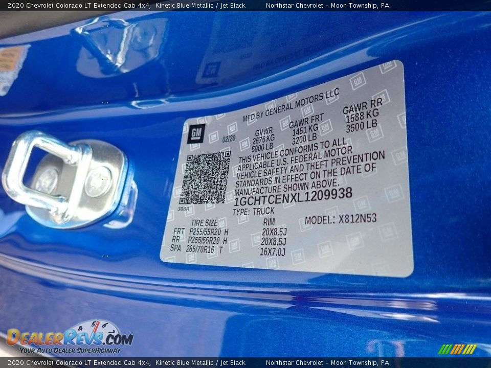 2020 Chevrolet Colorado LT Extended Cab 4x4 Kinetic Blue Metallic / Jet Black Photo #16