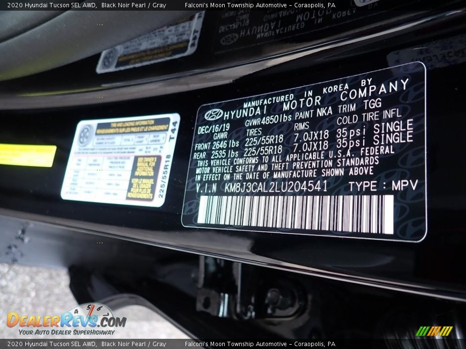 2020 Hyundai Tucson SEL AWD Black Noir Pearl / Gray Photo #12