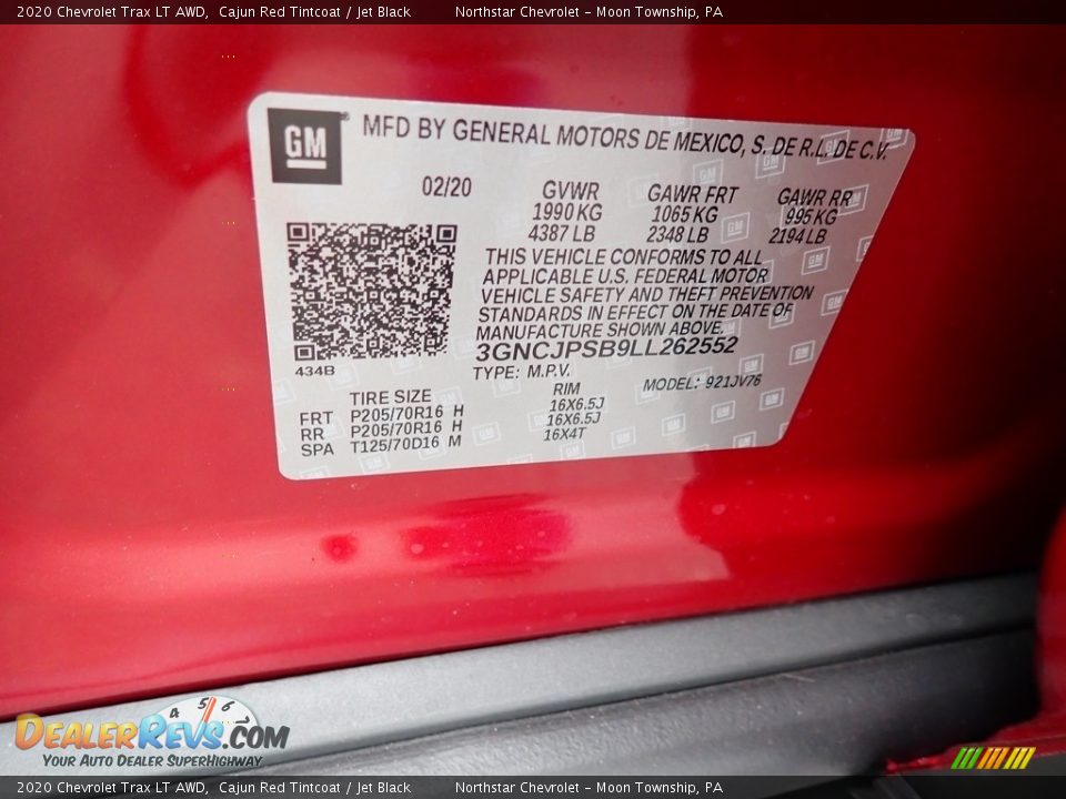 2020 Chevrolet Trax LT AWD Cajun Red Tintcoat / Jet Black Photo #15