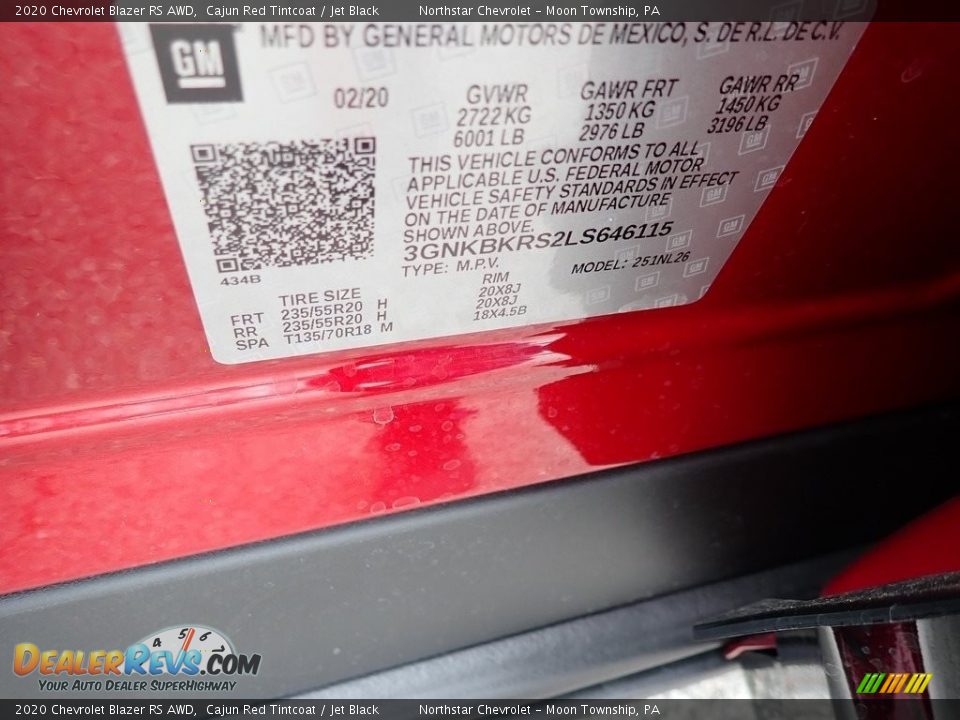 2020 Chevrolet Blazer RS AWD Cajun Red Tintcoat / Jet Black Photo #17