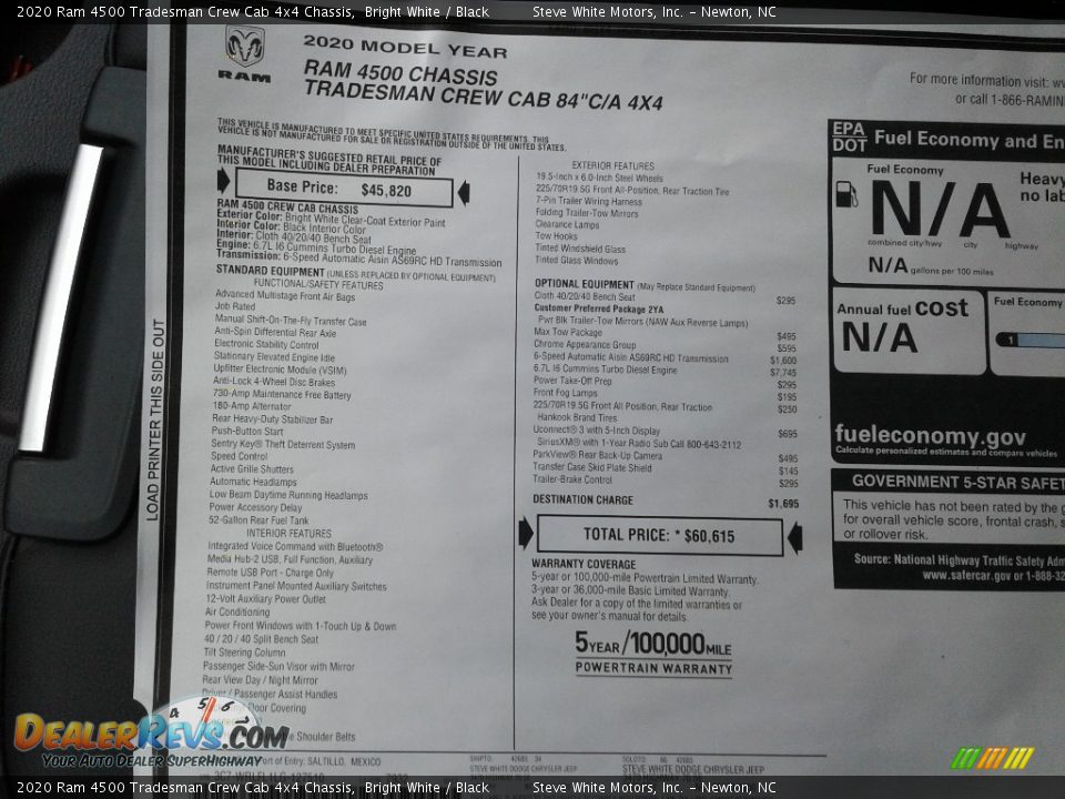 2020 Ram 4500 Tradesman Crew Cab 4x4 Chassis Bright White / Black Photo #25