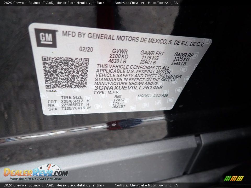 2020 Chevrolet Equinox LT AWD Mosaic Black Metallic / Jet Black Photo #17