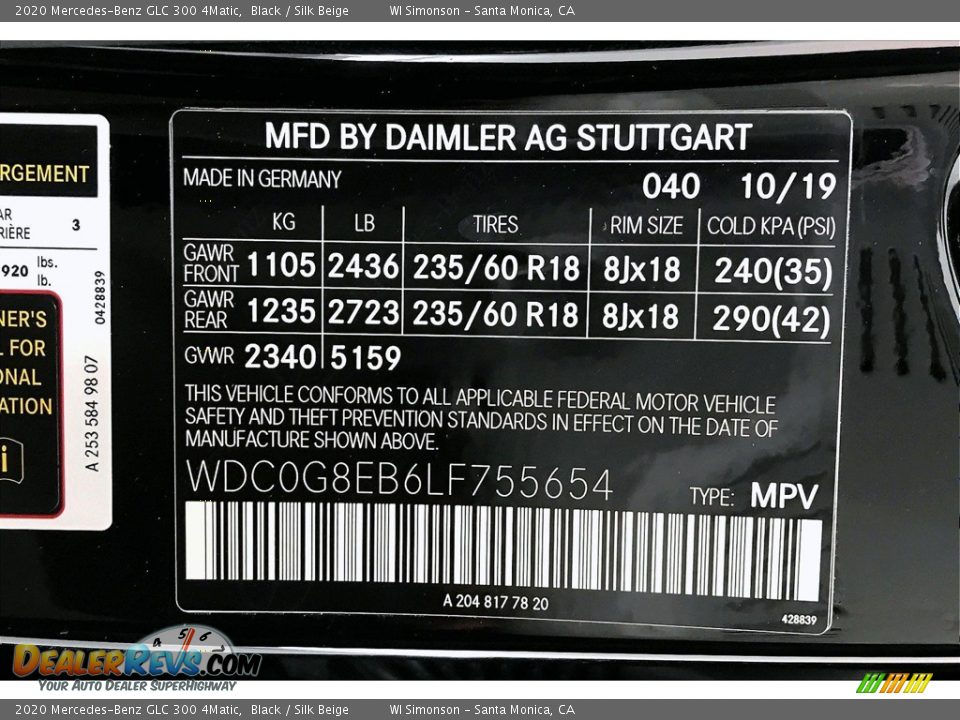 2020 Mercedes-Benz GLC 300 4Matic Black / Silk Beige Photo #11