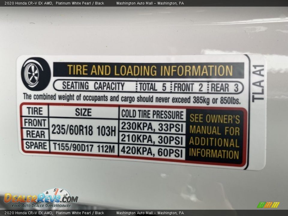 2020 Honda CR-V EX AWD Platinum White Pearl / Black Photo #8