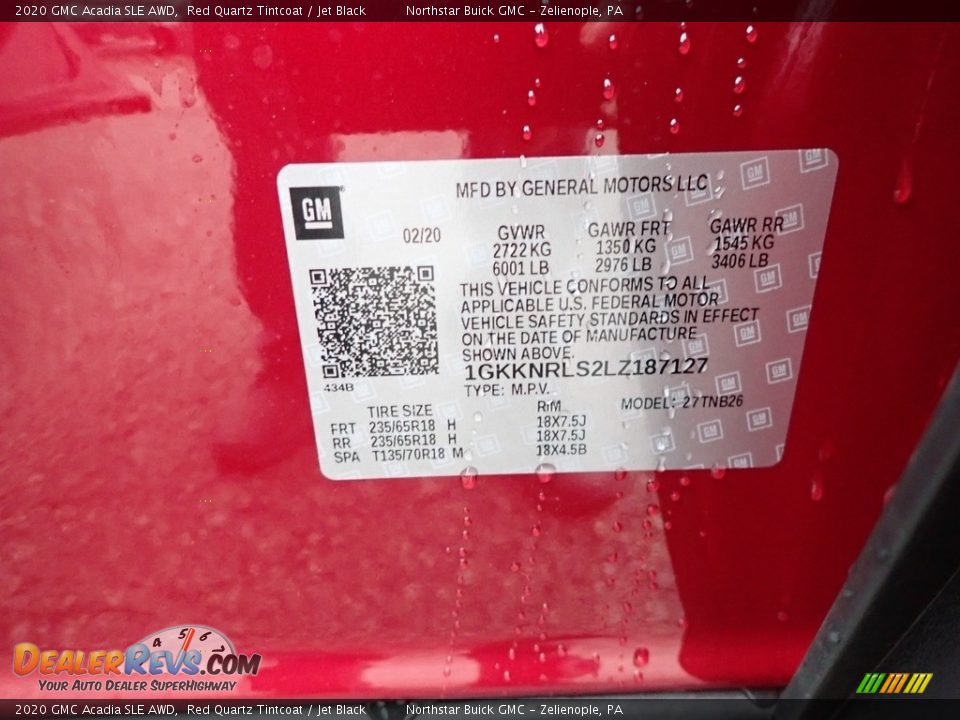 2020 GMC Acadia SLE AWD Red Quartz Tintcoat / Jet Black Photo #10