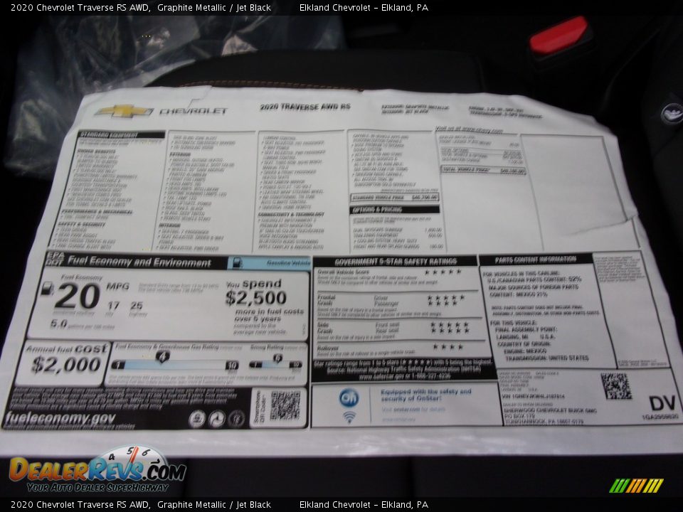 2020 Chevrolet Traverse RS AWD Graphite Metallic / Jet Black Photo #29