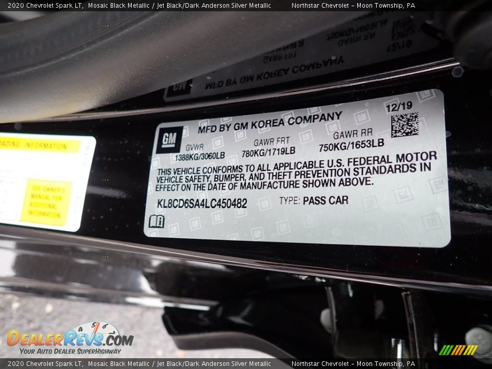 2020 Chevrolet Spark LT Mosaic Black Metallic / Jet Black/Dark Anderson Silver Metallic Photo #16