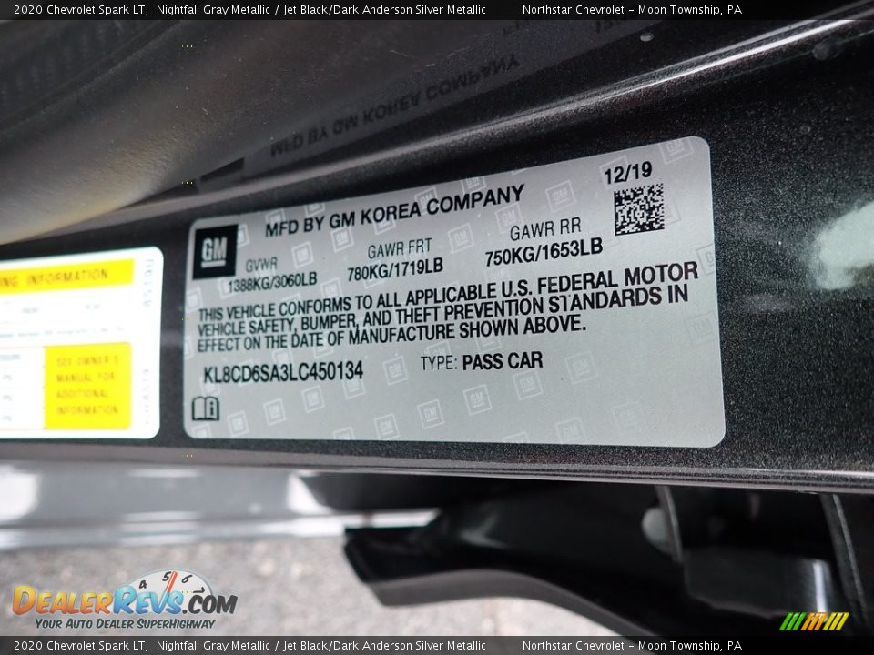 2020 Chevrolet Spark LT Nightfall Gray Metallic / Jet Black/Dark Anderson Silver Metallic Photo #16